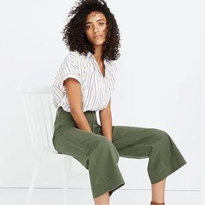 Madewell Emmett green wide leg high waisted crop pants. Size 27.